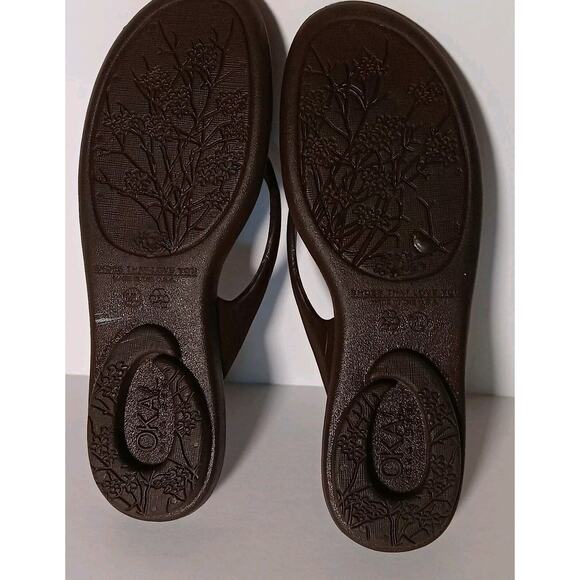 OKAb Wedge Flip Flops Okabashi Women's Sz 10 Thong Sandals Flowers Vegan Peasant - Picture 14 of 16